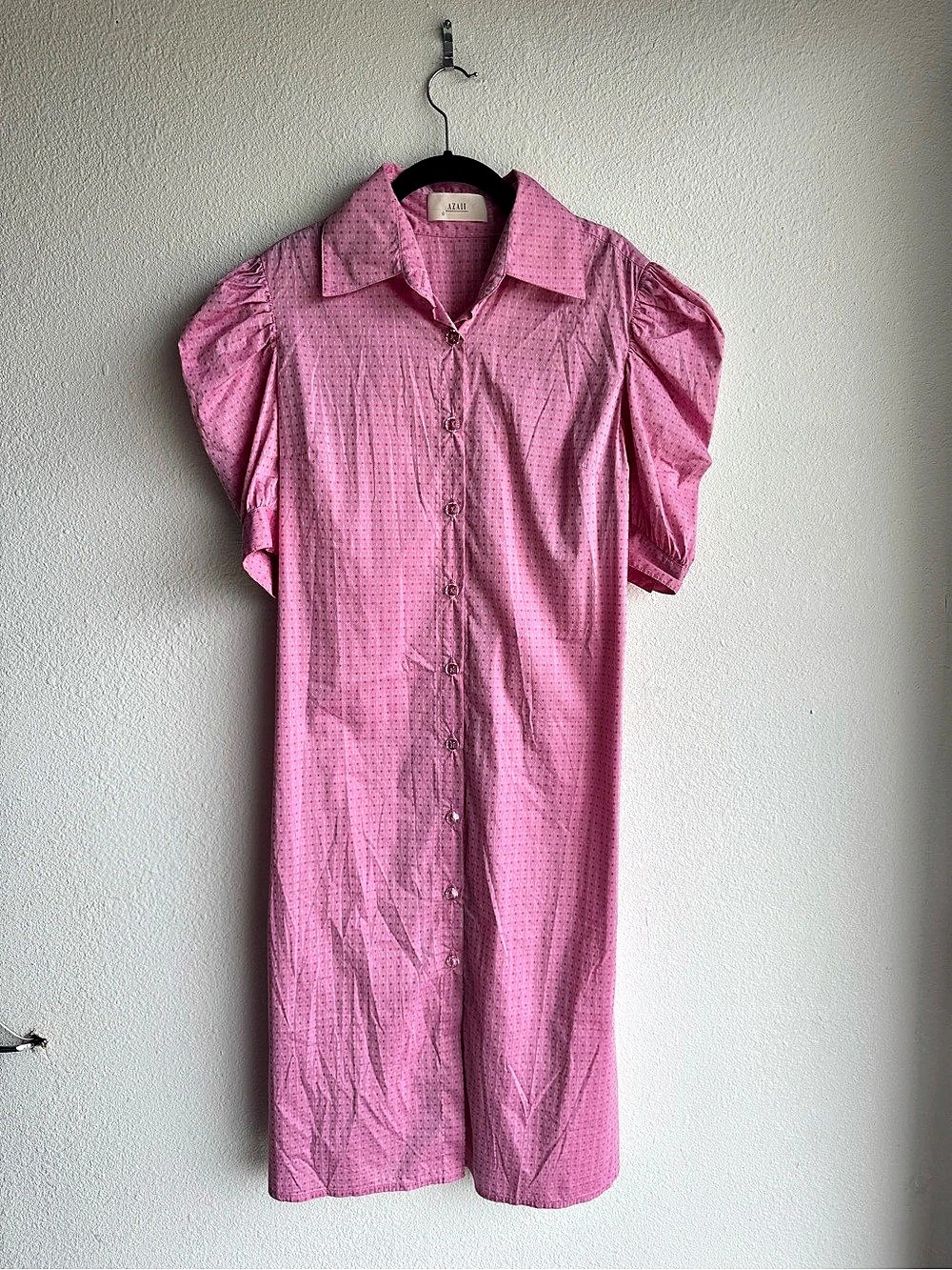 Azaii Pink Cotton Midi Button Down Shirt Dress Size Large